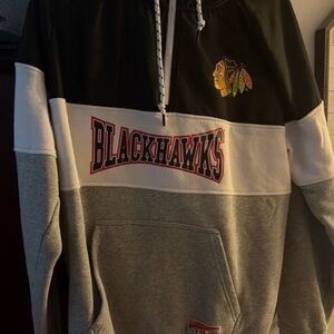 New Era Black, White, and Gray Zip-Up Sweater